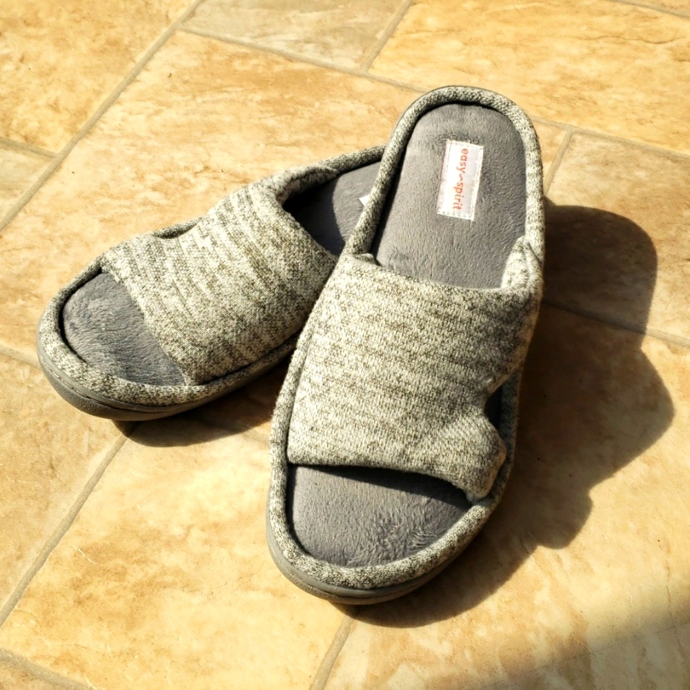 Easy Spirit Open Toe Gray Slipper Shoes, size XL 9.5-10.5